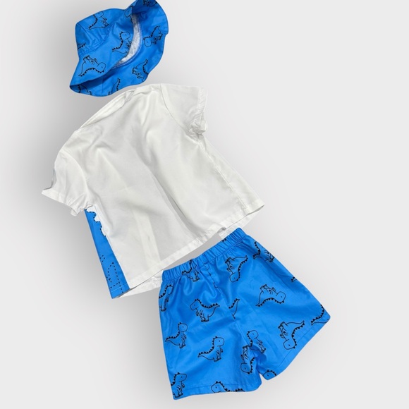 2T Dino Outfit Bundle • 3 Complete Sets + Hats • Summer Shorts Sets - Picture 10 of 14